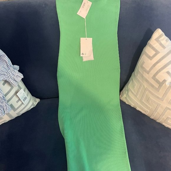 Self-Portrait Green Ribbed Middi Dress - Picture 3 of 6